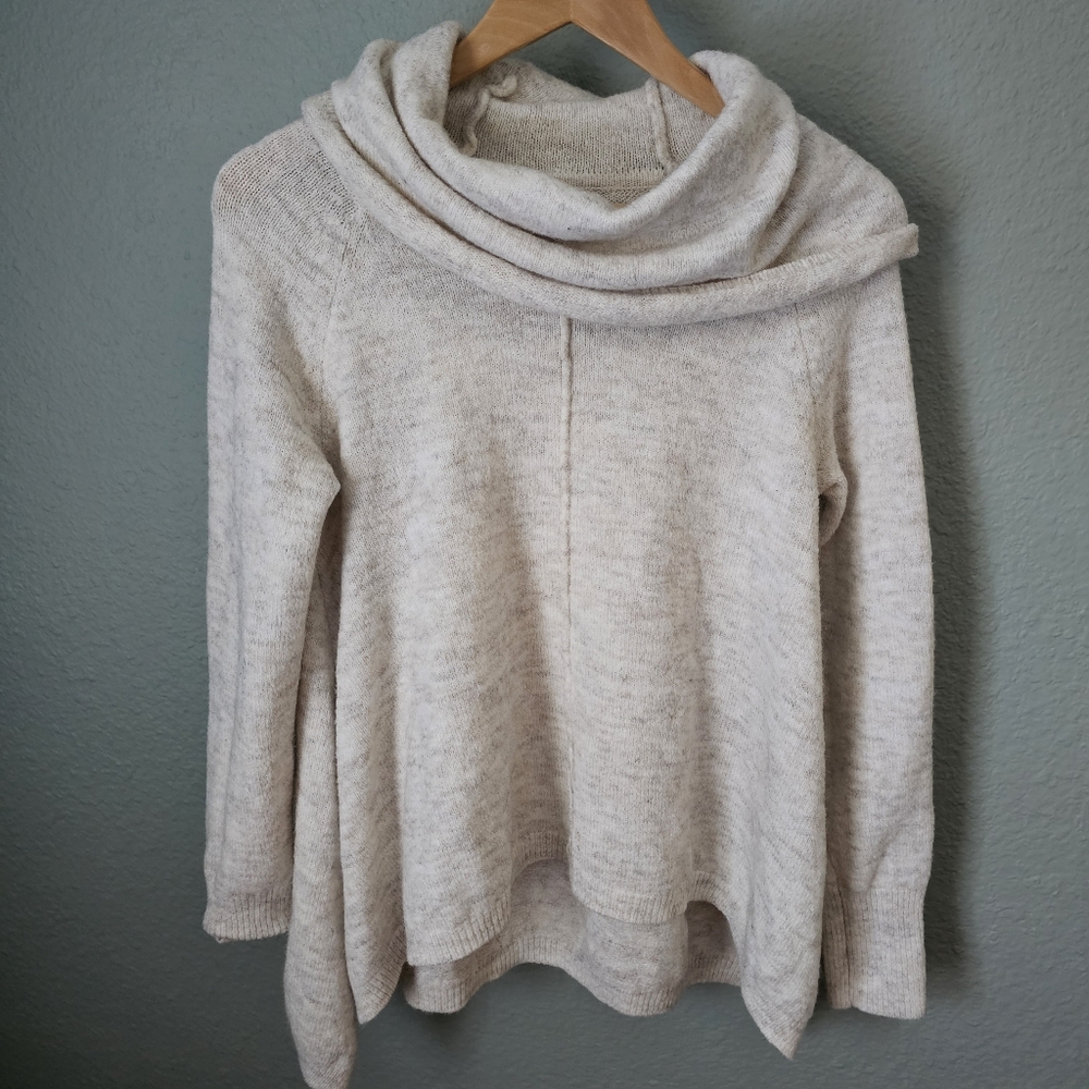 Yet Again Cowl Neck Knit Sweater Pullover Beige Alpaca Blend Size M